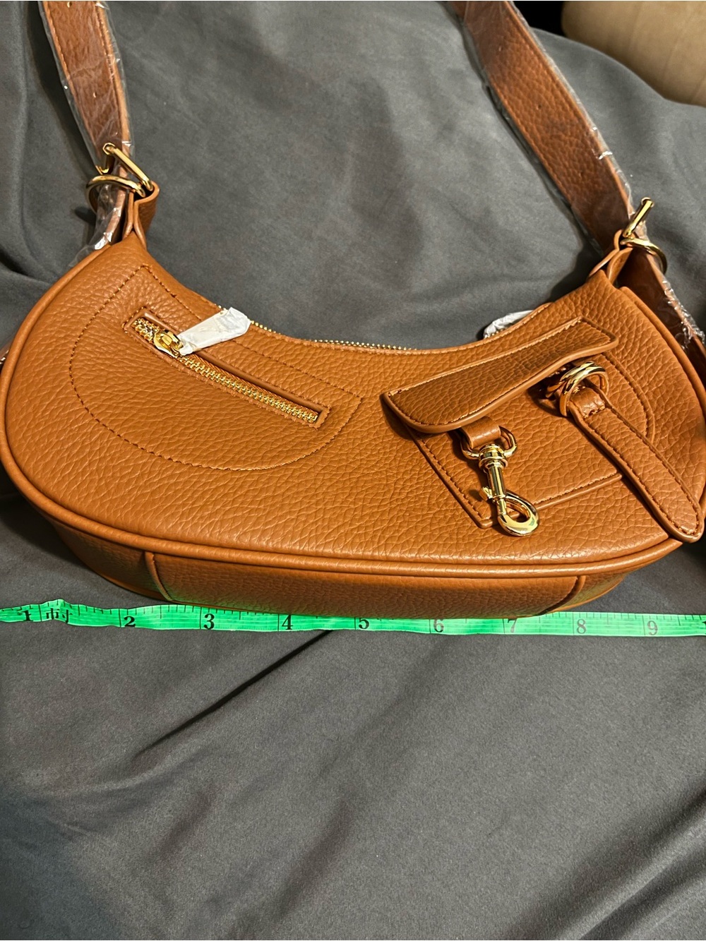 Women’s Tan Leather Shoulder Bag - Curved Hobo Style
